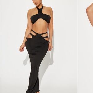 Black Cut-Out Skirt Set